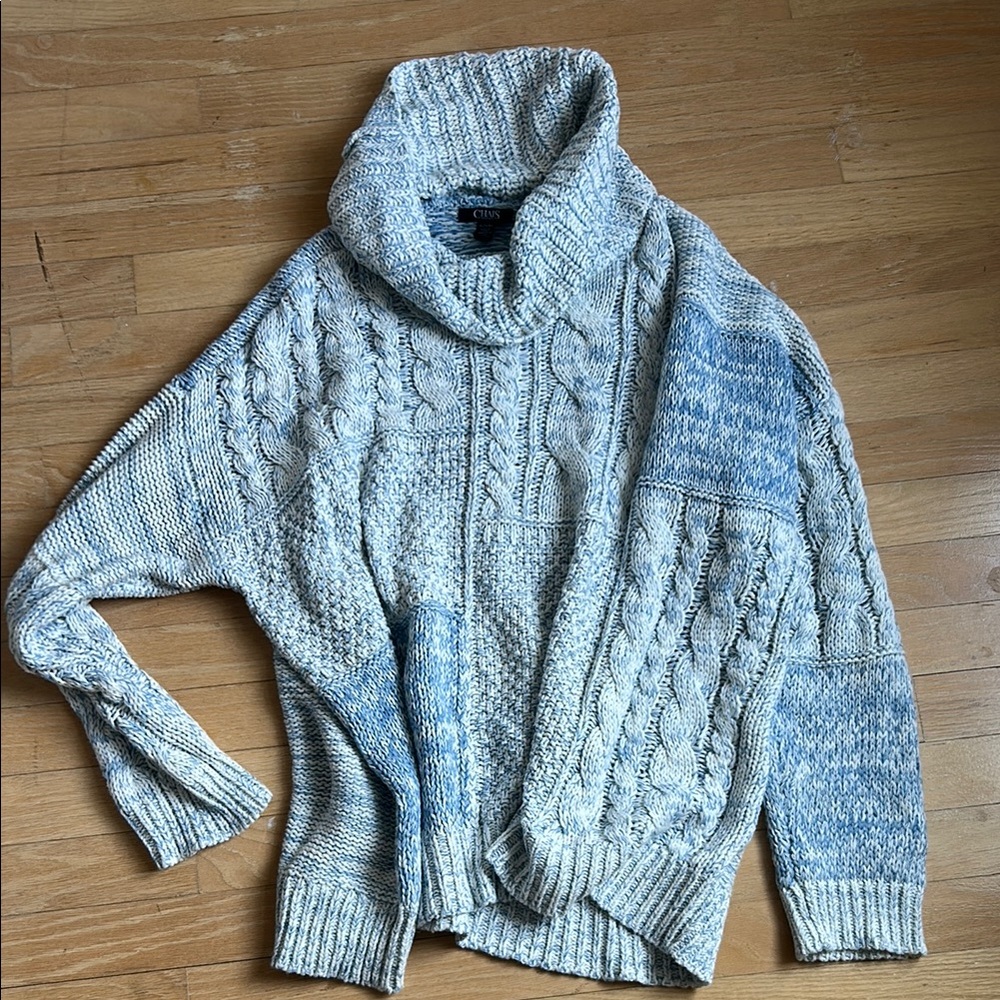 Chaps Blue and Gray Cowl Neck Sweater
